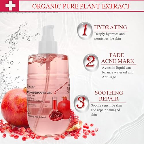 Miniatura 4 de DISAAR Beauty Gel de aloe vera agrietado para la piel refrescante después del sol, 9.5fl oz9.45 oz (gel de granada roja)