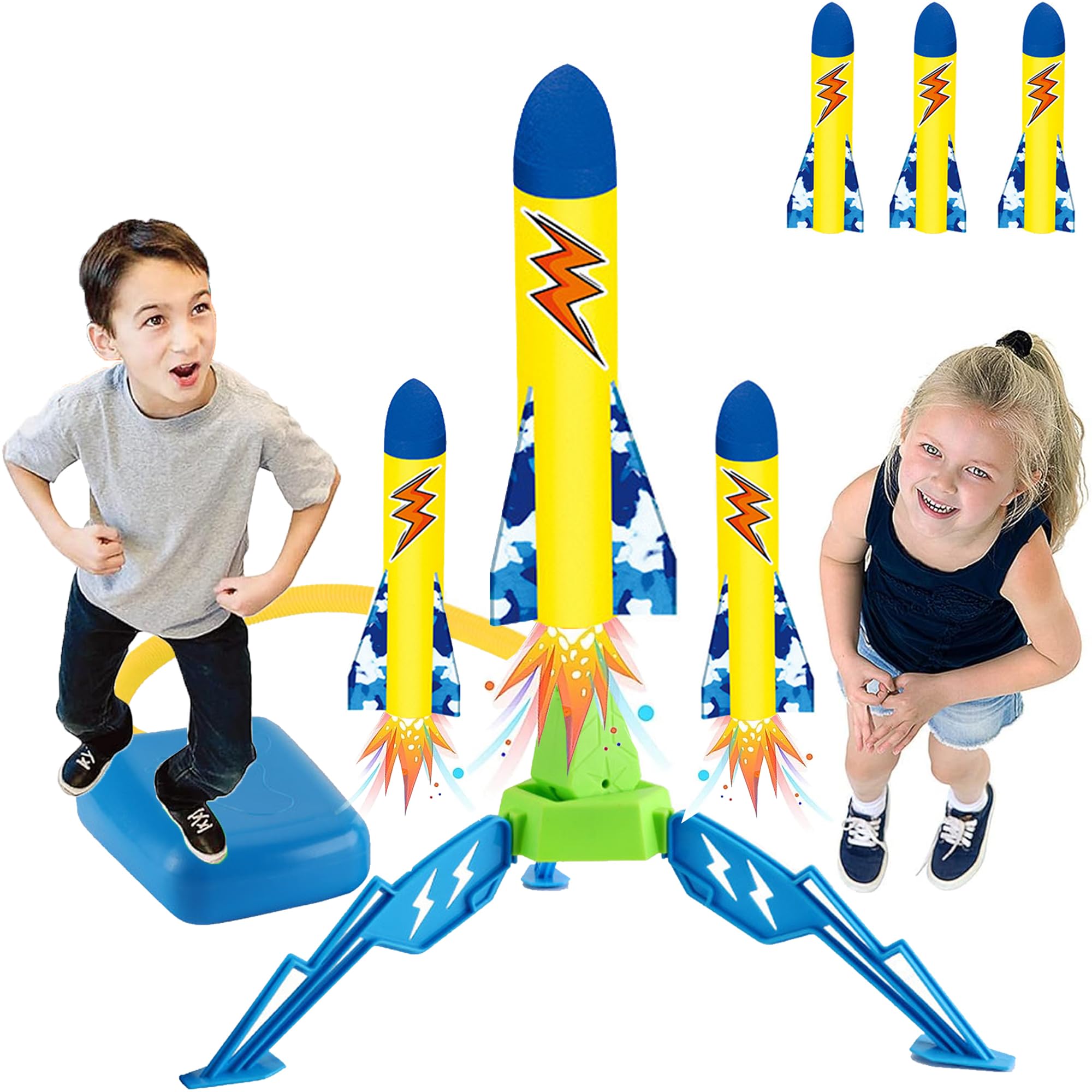 Rocket Air Pressure, Rocket Toy with 6 Foam Rockets and 2 Powerful Foot Pumps for Toys from 3-12 Years, Boys, Outdoor Toy, Rocket Toy, Children's Toy Gift