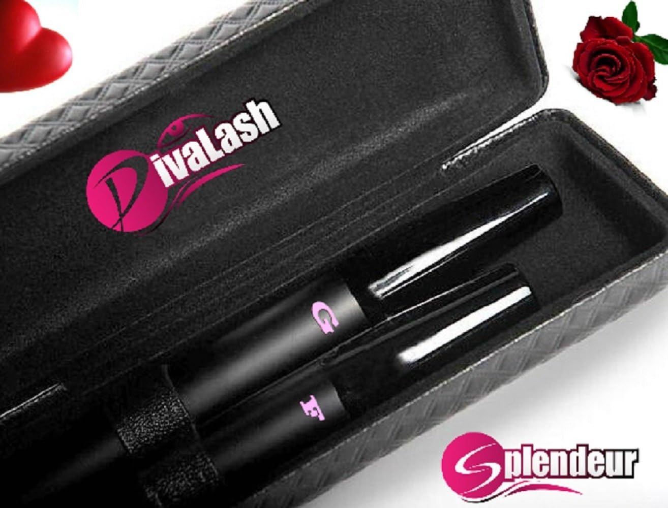 SPLENDEUR DivaLash 3D Mascara Fiber Lashes Plus Free Brow/Lash Comb/Brush-Increase Volume of Your Eyelashes 300%-3D Lash Fiber Mascara, Water Resistant Plus Free Book