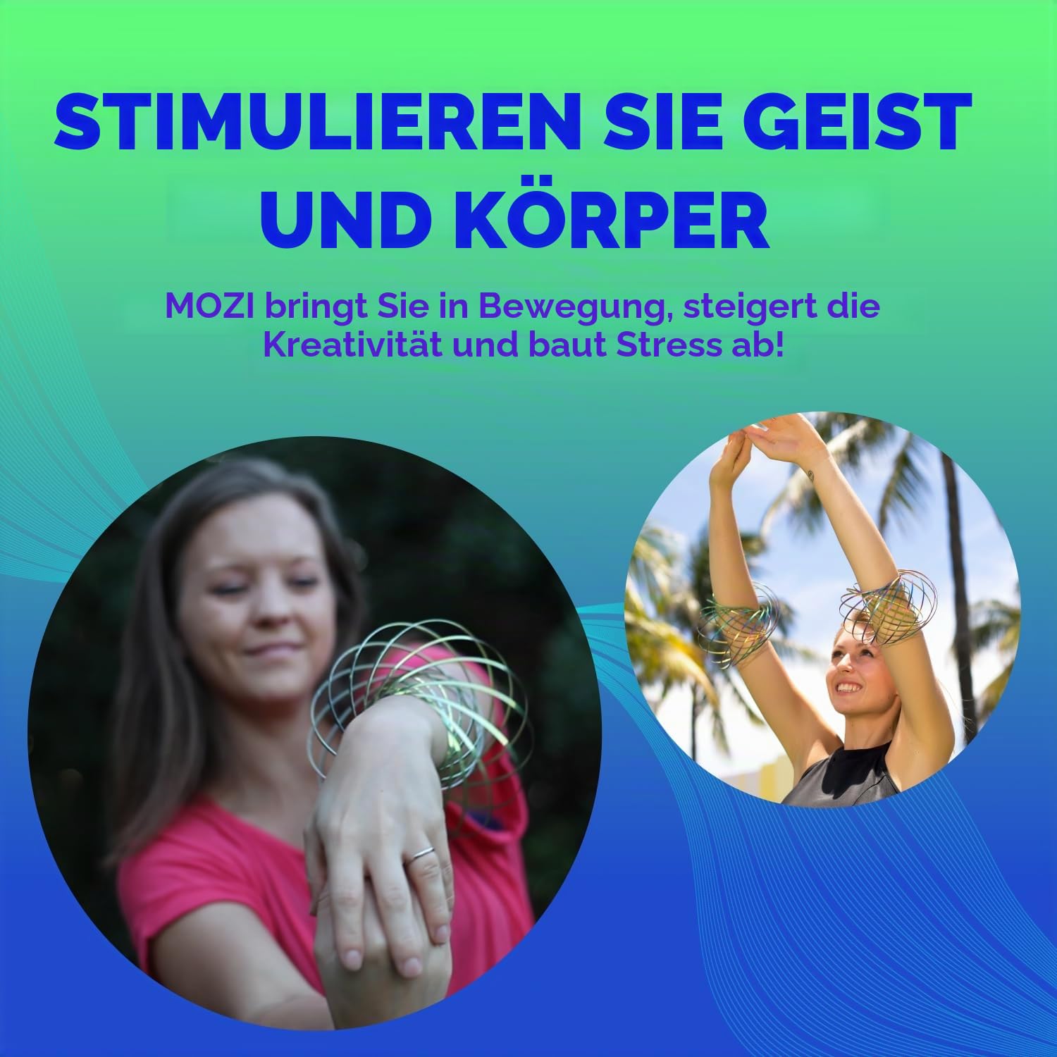 Mozi Magic Flow Geometrischer Anti-Stressring, einfach zu bedienen, Kinetischer 3D-Ring, Slinky, Spielzeug für Kinder und Erwachsene (Iridescent)