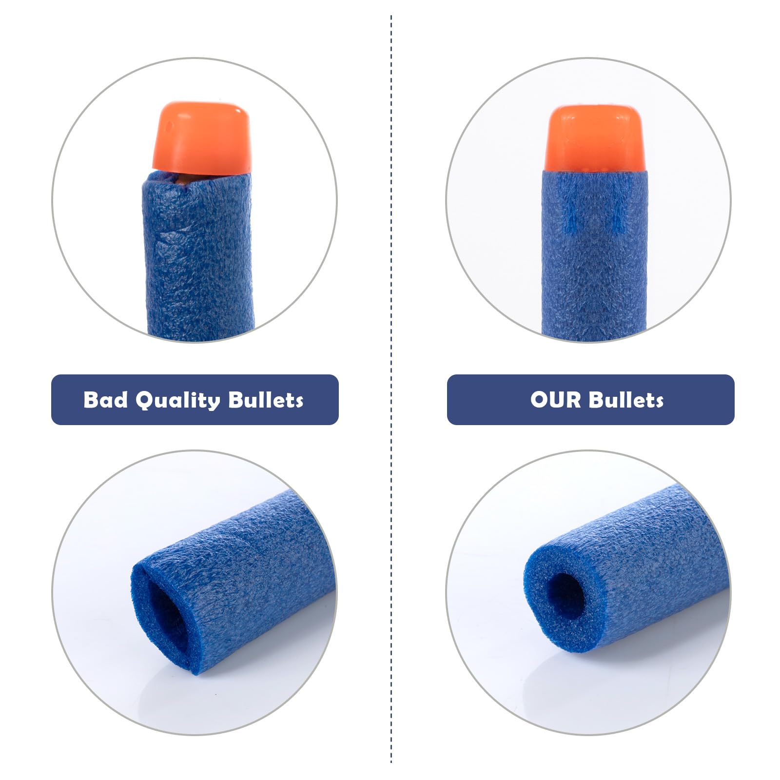 200 Pezzi Dardi Proiettili per Pistola Nerf N Strike Elite Blaster Ricambio Munizioni Ricarica Compatibili Freccette per Series Blasters Giocattolo per Bambini (Blu Bianco)