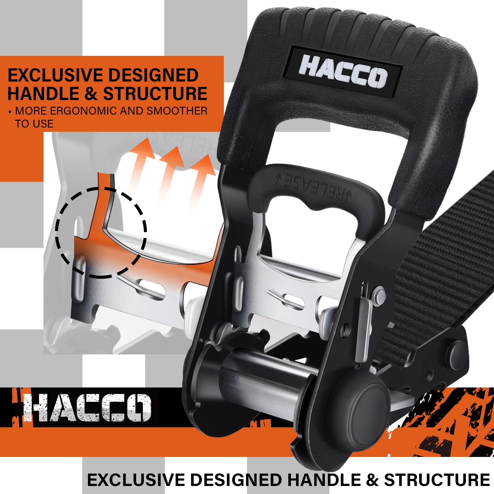 HACCOPLANET Ratchet Straps, 5280lb Break Strengeth, 1.6
