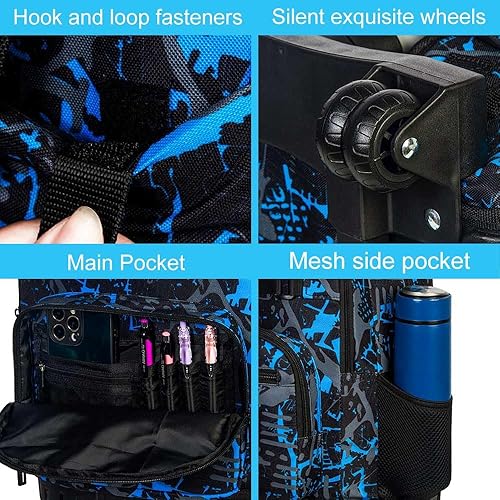 Miniatura 6 de ZLYERT Mochila con ruedas para mujeres y hombres, mochila con ruedas para niñas y niños, mochila de viaje para adultos, negro geometría , Moderno