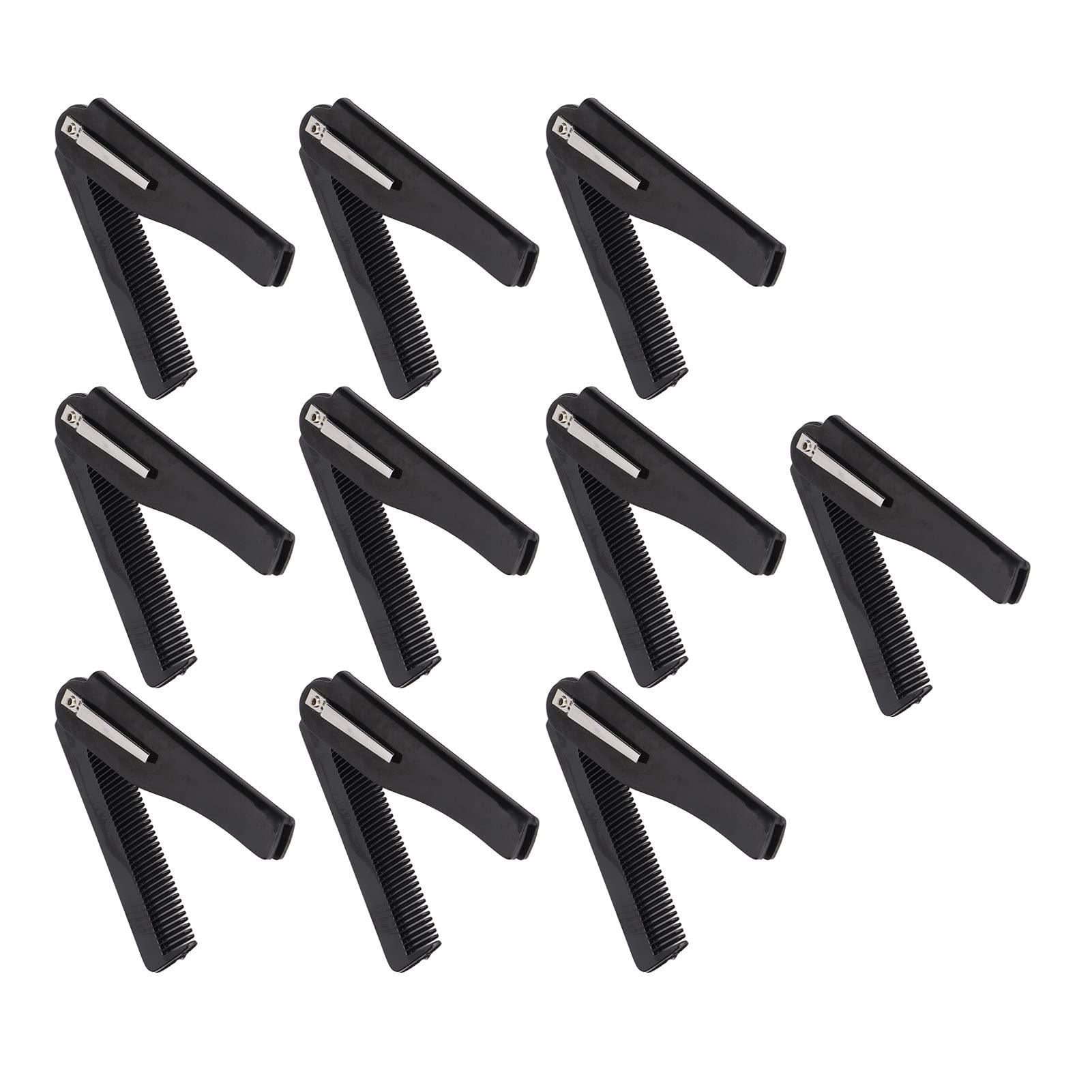 BLACK FOLDING COMB 10PCS PLASTIC FINE TEETH POCKET SIZE WIDELY USED TRAVEL COMB FOR MEN BEARD MOUSTACHE
