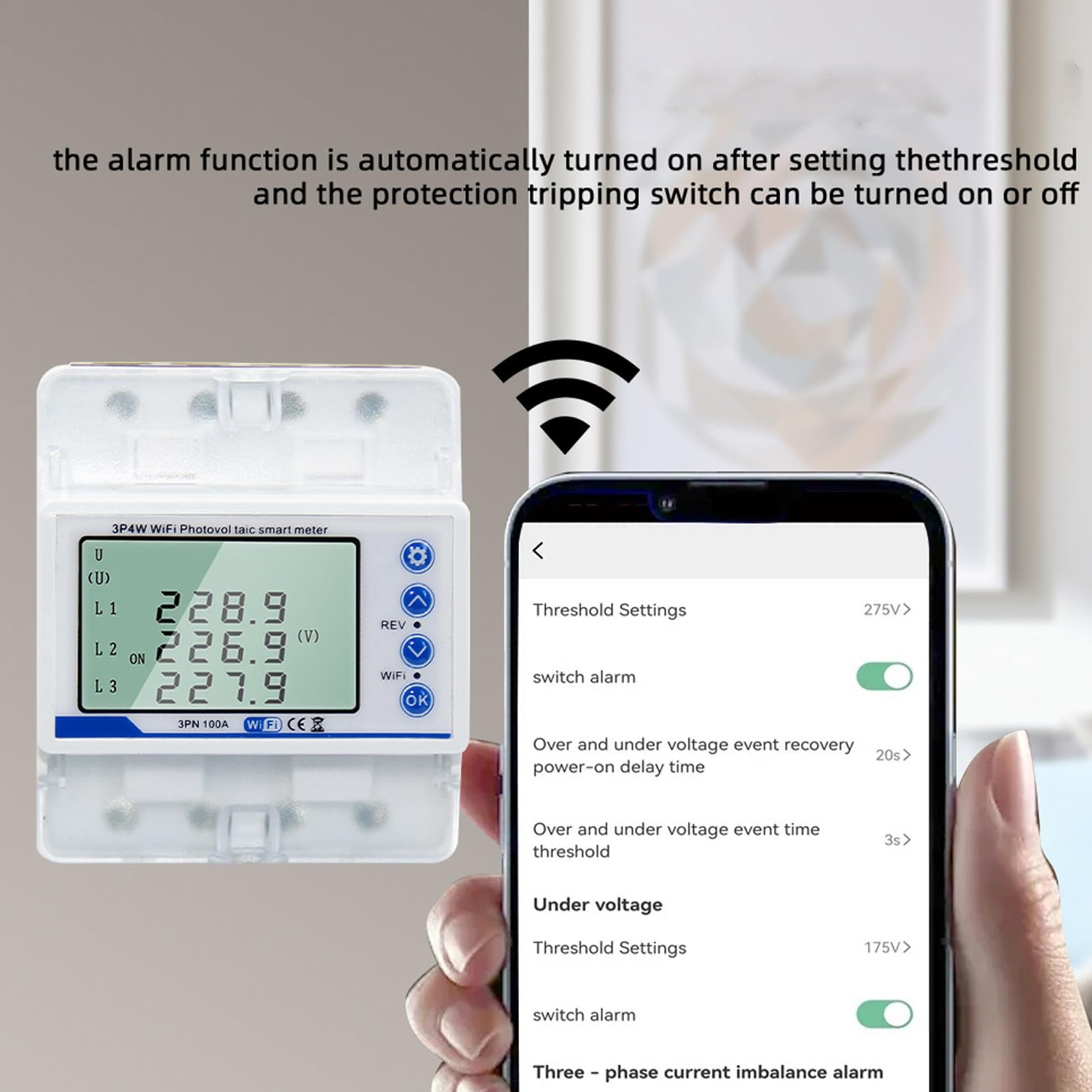 FTVOGUE Interruttore del Misuratore di Energia Rapida Energia Robusto e Robusto e Multifunzionale Interruttore Intelligente WiFi con Display LCD Retroilluminato per Vita Intelligente, Telecomando,