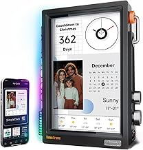 Divoom Times Frame - Marco de fotos digital de 10.1 pulgadas, transparente, IPS, sistema operativo Linux inteligente con perilla giratoria RGBLED, WiFi 64 GB 400 + caras de reloj Widget 50+