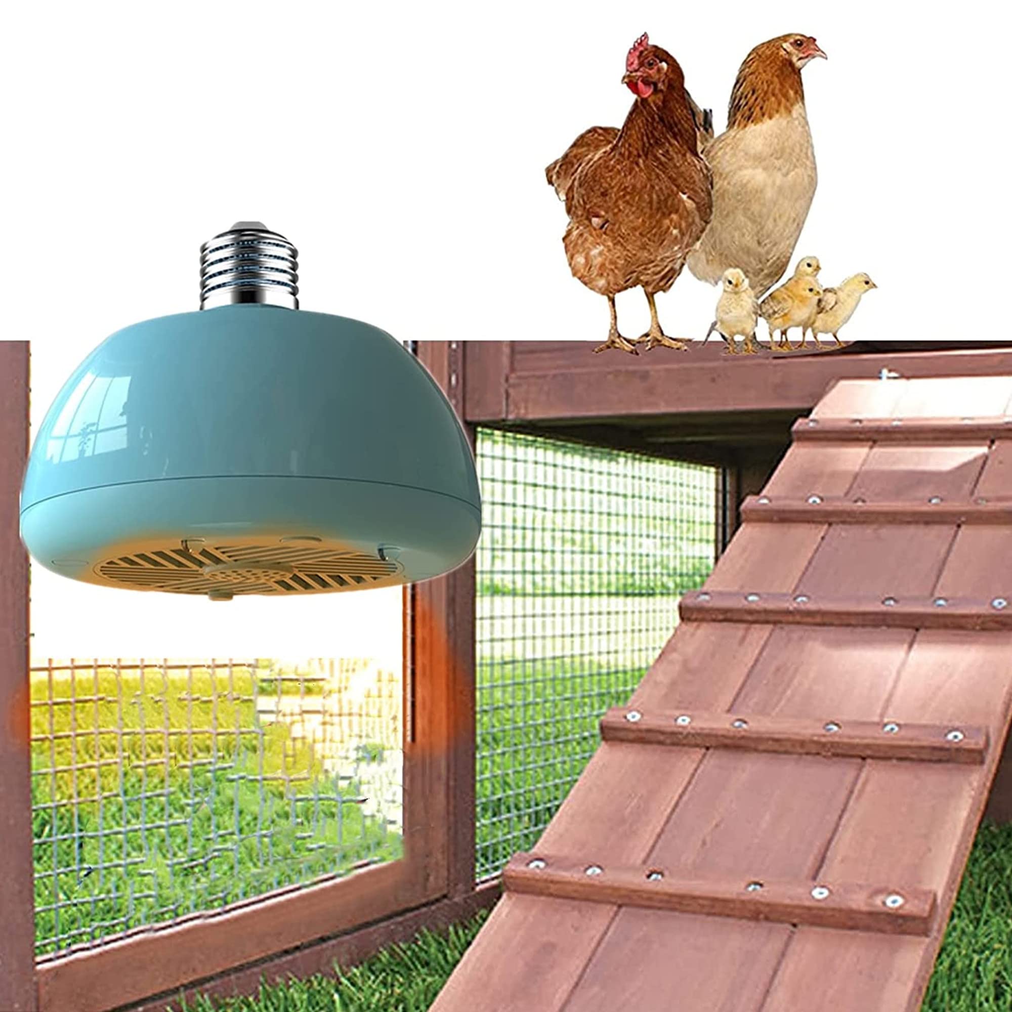 Poultry Heat Lamp, Chicken Coop Heaters with 1.8m Cord, 3 Level Warm Wind Heating, for Whelping Puppy Kitten Kennel