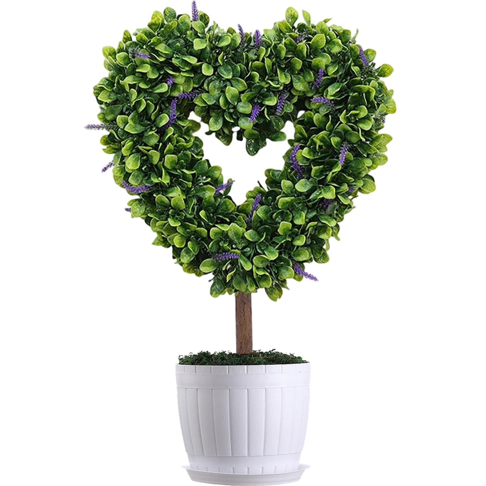 Topiary w Kształcie Serca Sztuczna Roślina Dekoracyjna | Topiary na Walentynki z Palikiem do Dziedzińca, Trawnika, Werandy, Podwórka, Domu Wiejskiego, na Ślub, Wiosenne Rękodzieło i