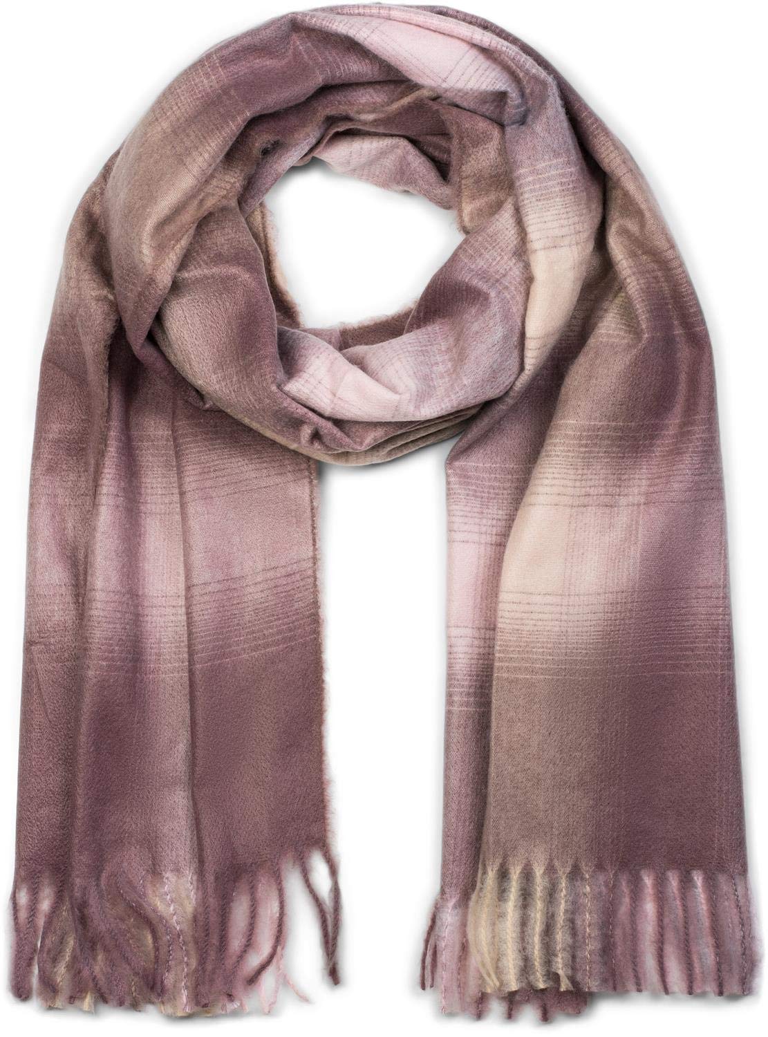 styleBREAKER scarf with check print and fringing, winter scarf, stole, shawl, unisex 01017098, Colour:dusky pink-Beige