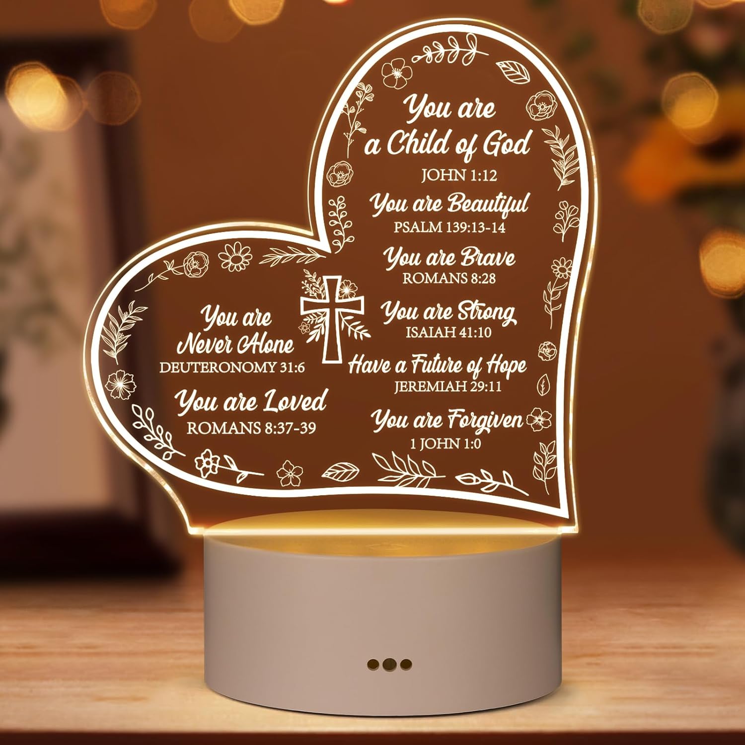 Christian Night Light Gifts for Women, Inspirational Bible-Based Religious Décor Ideas for Sister Mom Friend Female Coworkers, Faith Prayer Encouragement for Birthday, Christmas, Baptism Christian Night Light Gifts for Women, Inspirational Bible-Based Religious Décor Ideas for Sister Mom Friend Female Coworkers, Faith Prayer Encouragement for Birthday, Christmas, Baptism