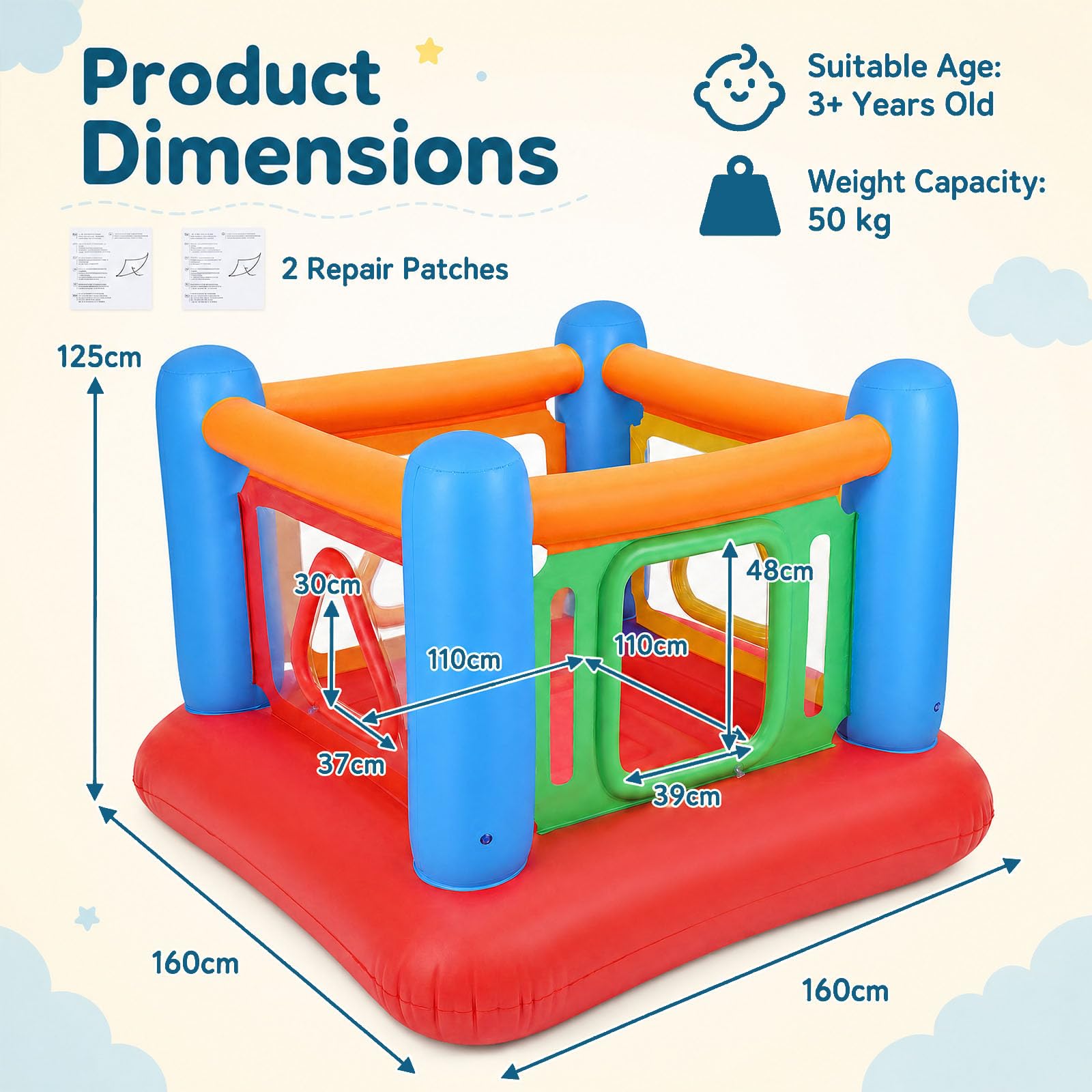 GOPLUS 3 en 1 Castillo Inflable (Azul)