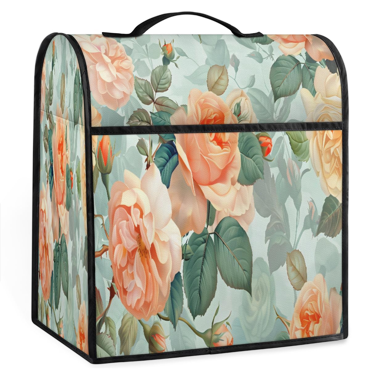 Coffee Maker Cover Watercolor Rose Floral Kitchen Appliance Covers Small Appliance Covers Blender Cover Juicer Cover Dust Covers for Kitchen Appliances with Top Handle and Pockets,Washable,B729