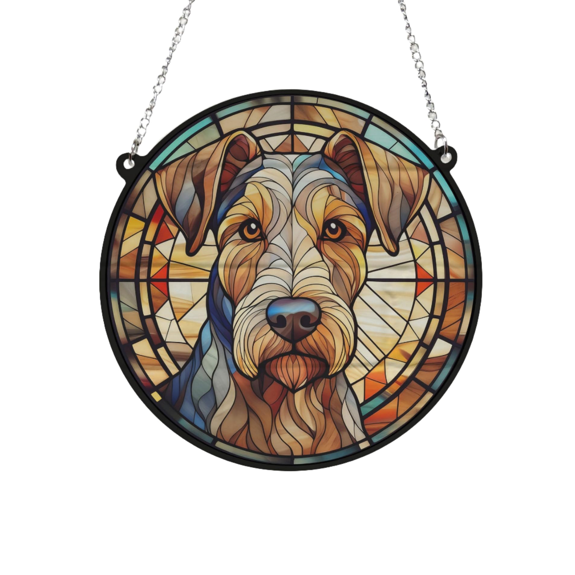 Airedale Terrier Stained Glass Effect Suncatcher Gift for Dog Lovers - 19cm