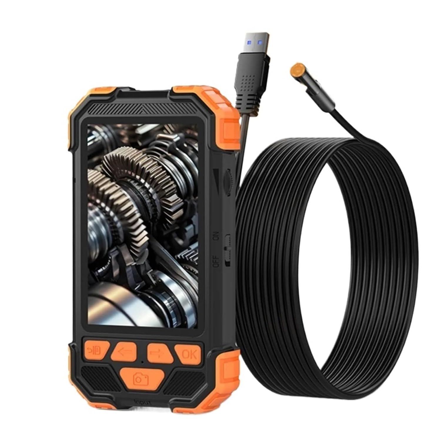 Industrial Endoscope Camera 4.3'' IPS Screen HD1080P Single Dual Triple Lens Video USB Car Inspection Borescope Waterproof LEDs(1m,8MM Single Lens)