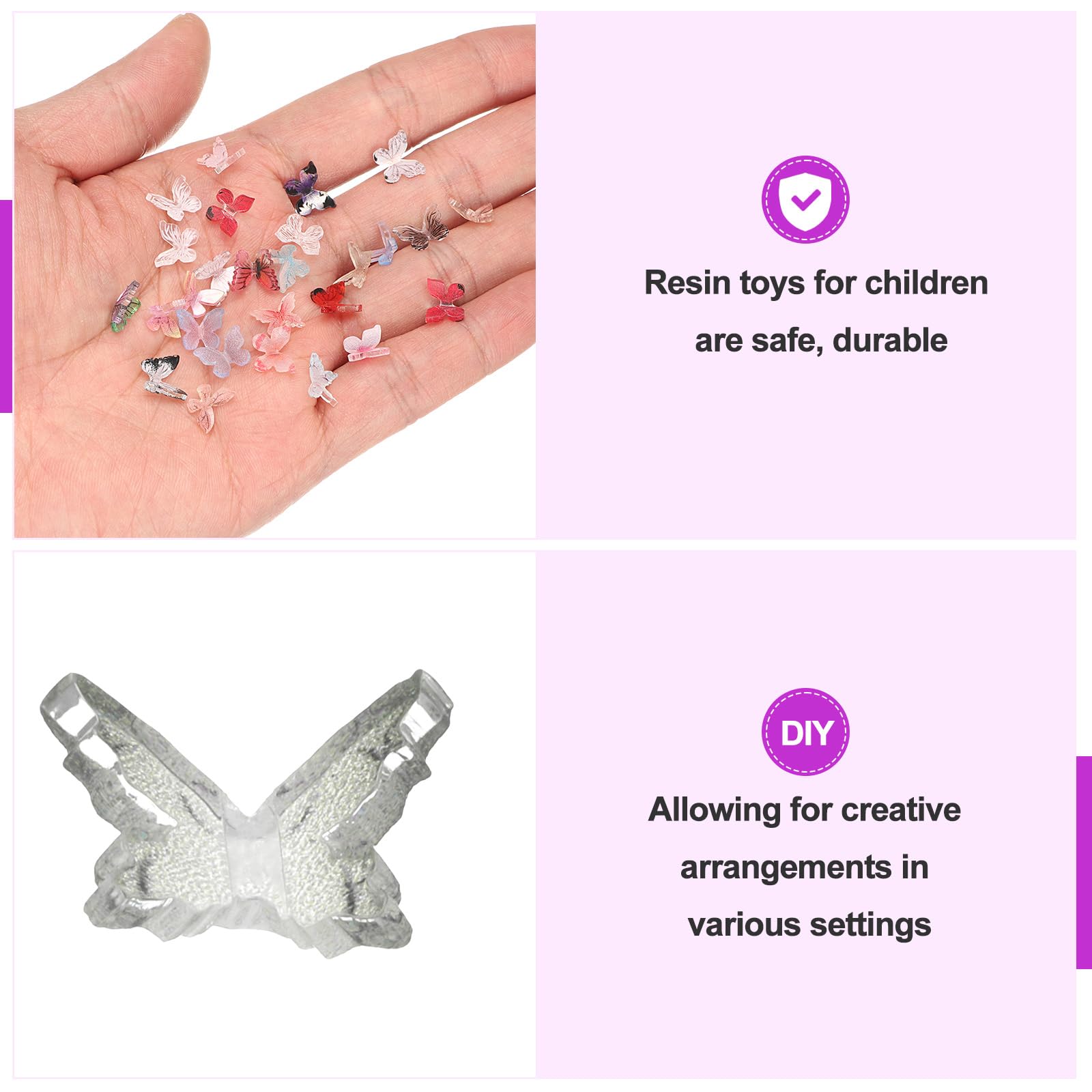 CoCud Mini Resin Butterflies, 8mm Length, Resin Miniature Dollhouse Accessories Clear Gray - Image 4
