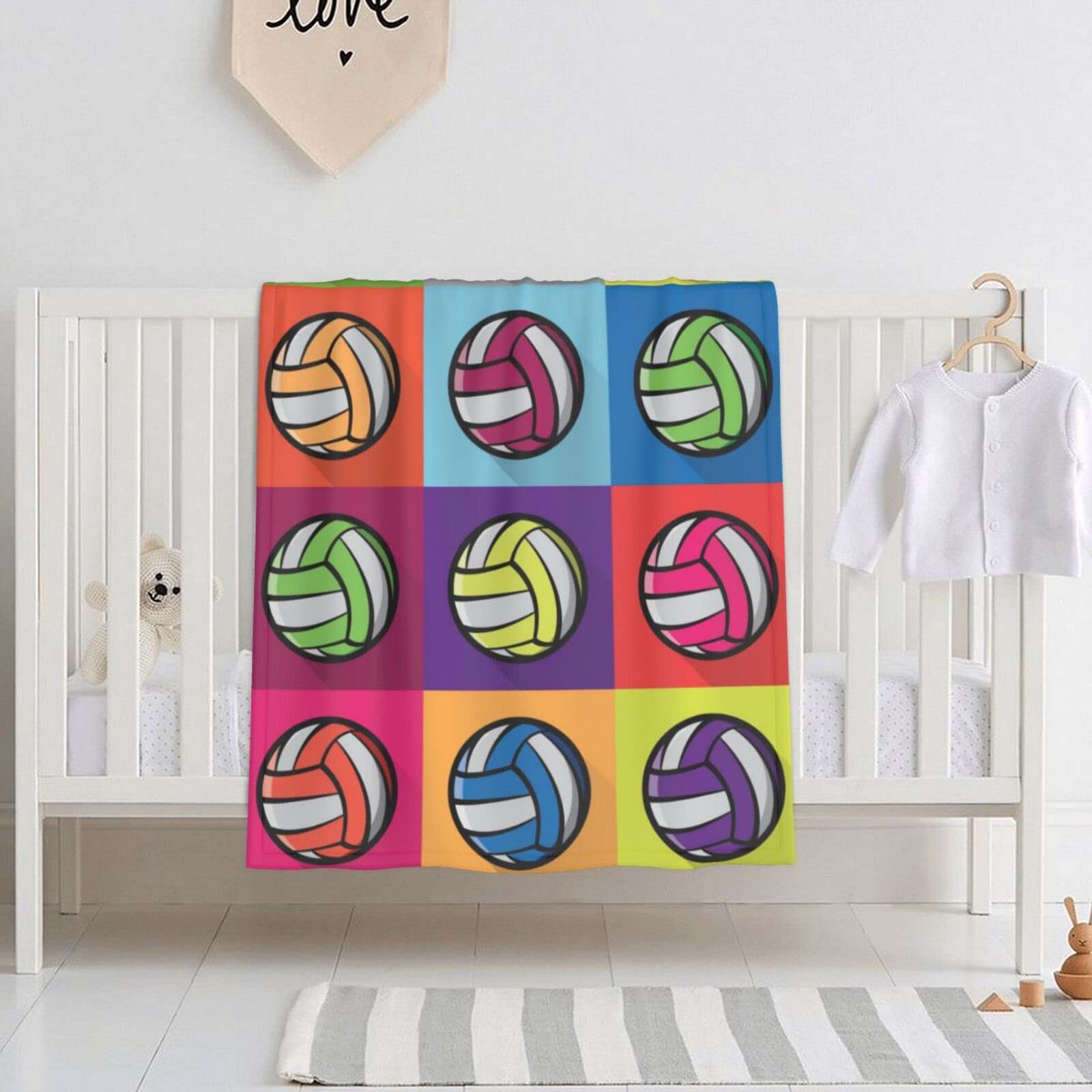 FORGUE Crib Receiving Blanket Volleyball Colorful All Season Baby Blanket Girls Boys Stroller Blanket 30"X40"