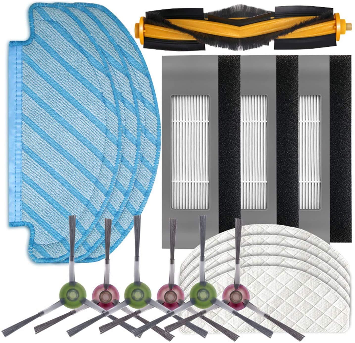 Brosses latérales pour Ecovacs Deebot Ozmo T8 AIVI - Lot de 18 pièces de rechange