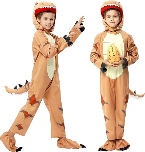 Acekid Disfraz de dinosaurio para niños, disfraces de Halloween para niños y niñas, disfraz de T-Rex para Halloween truco o trato