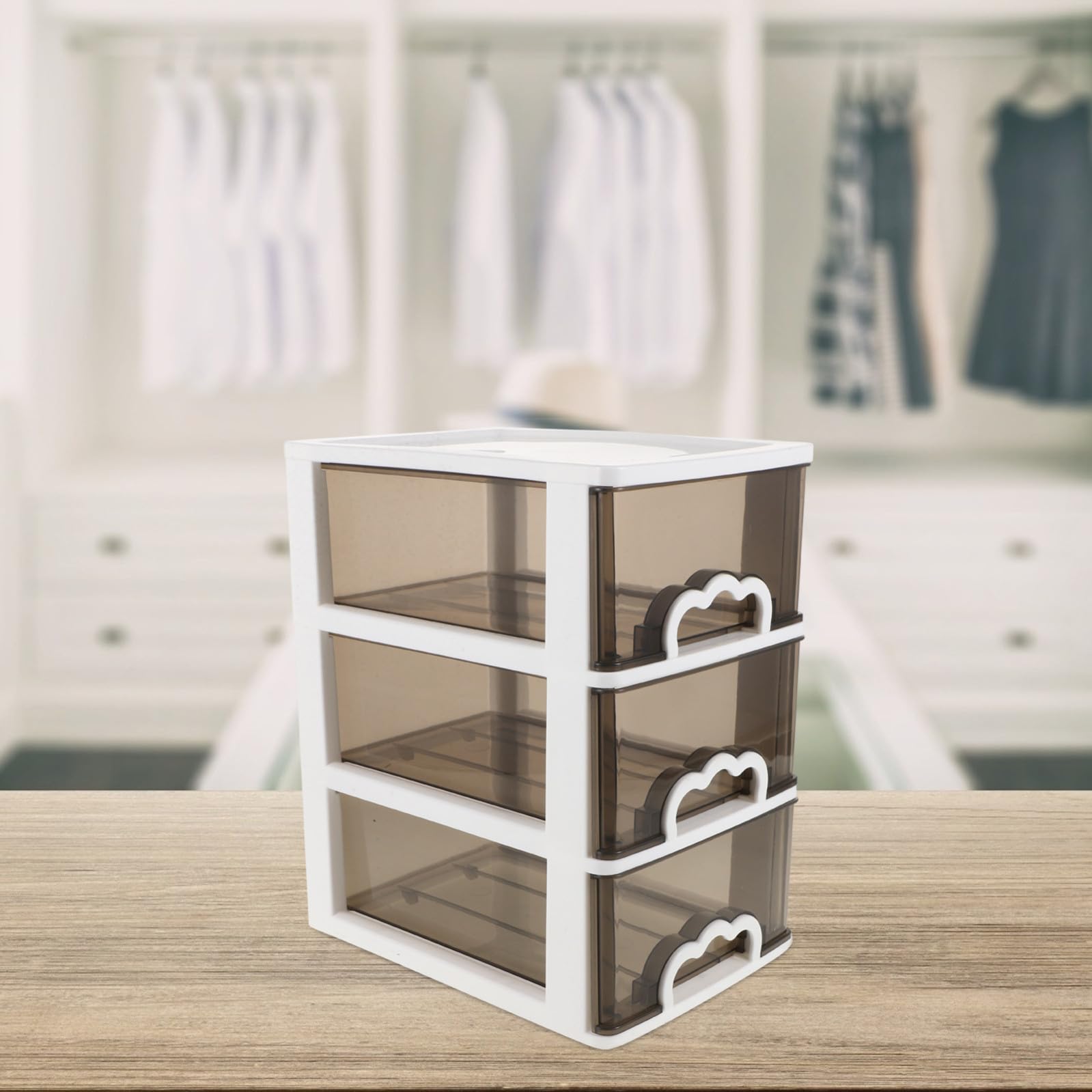 SECFOU Organizer Cosmetico da Scrivania Cassetti in Plastica Trasparente, Design Compatto e Portatile, per Piccoli Spazi e Uso Quotidiano