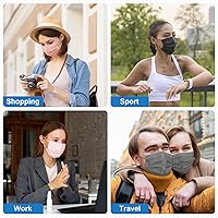 Vista 7 de ZIYE 100/500 máscaras faciales desechables, transpirables, de 3 capas, con clip para la nariz, cinta elástica para las orejas (multicolor/negro)