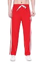 HYPE BORN Men’s Red Solid Relaxed-Fit Track Pants with Double Side Stripes – Ideal for Gym, Running, Walking gallery image