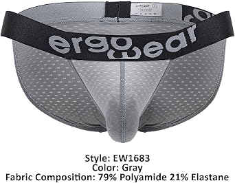 ErgoWear Underwear, MAX FLOW Tanga Brief, Grey, Pack of 1