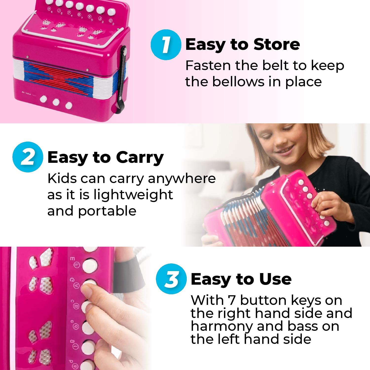 Amazon.com: Kids Toy Accordion with 7 Vocal Keys. Portable Mini