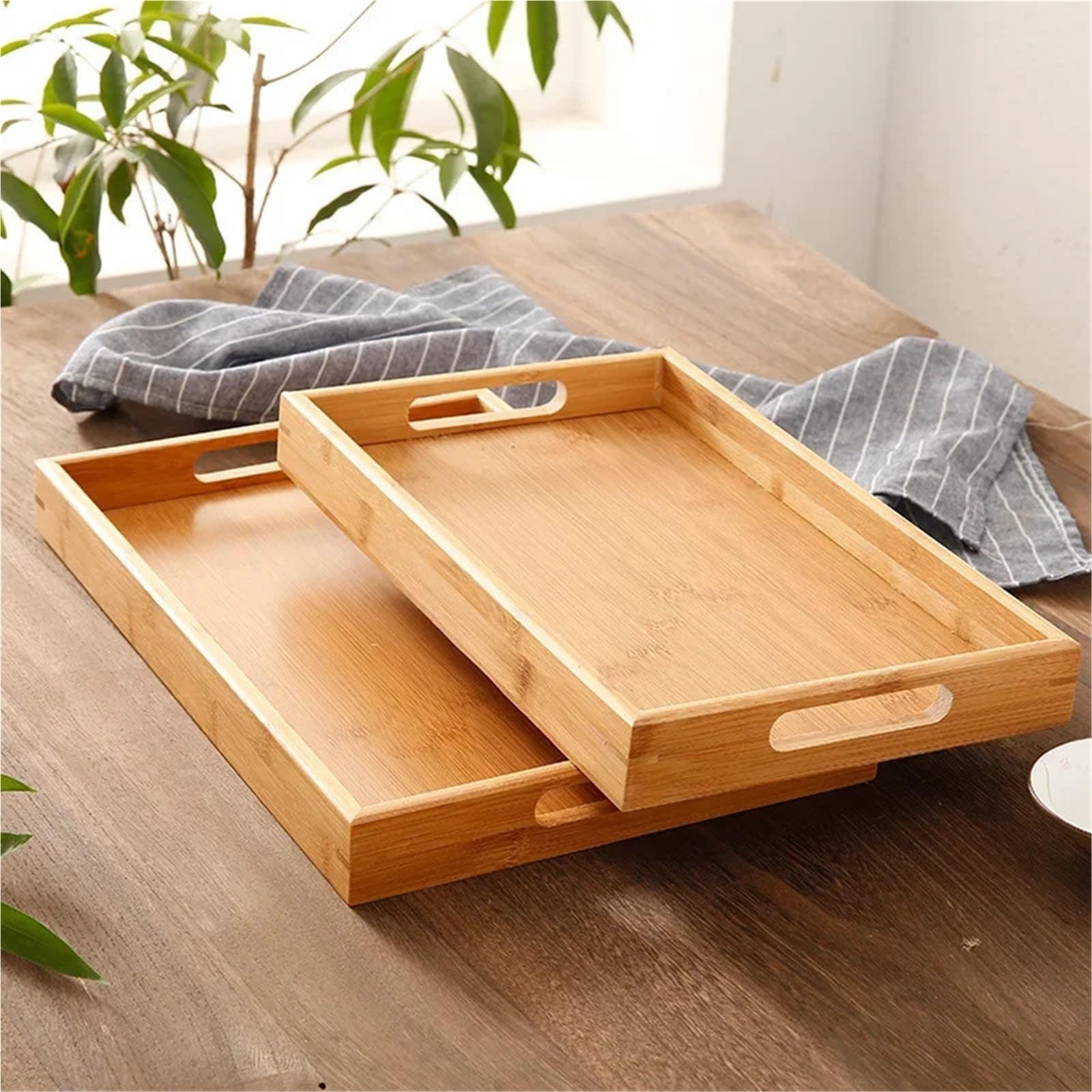 Bandeja Rectangular de Madera para Servir té, de Madera Maciza, Ideal para Hotel (35 x 22 x 5 cm)