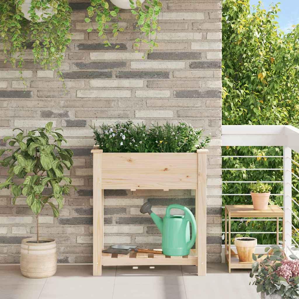 Garden Plant pojemnik z półką, beżowy, 71 x 37 x 76,5 cm, stojak na kwiaty, zioła, sukulenty, kaktus, orchideę, bonsai, z sosem drenażowym i półką do przechowywania
