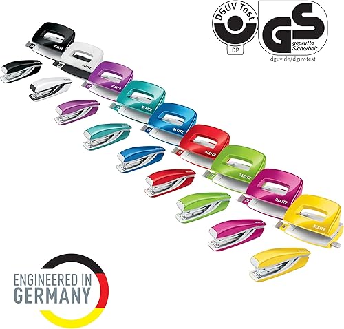 Miniatura 5 de Leitz 55612054 - Juego de grapadora pequeña y perforadora, grapadora o perforadora de hasta 10 hojas, incluye grapas P2 No. 10, rango Wow, verde