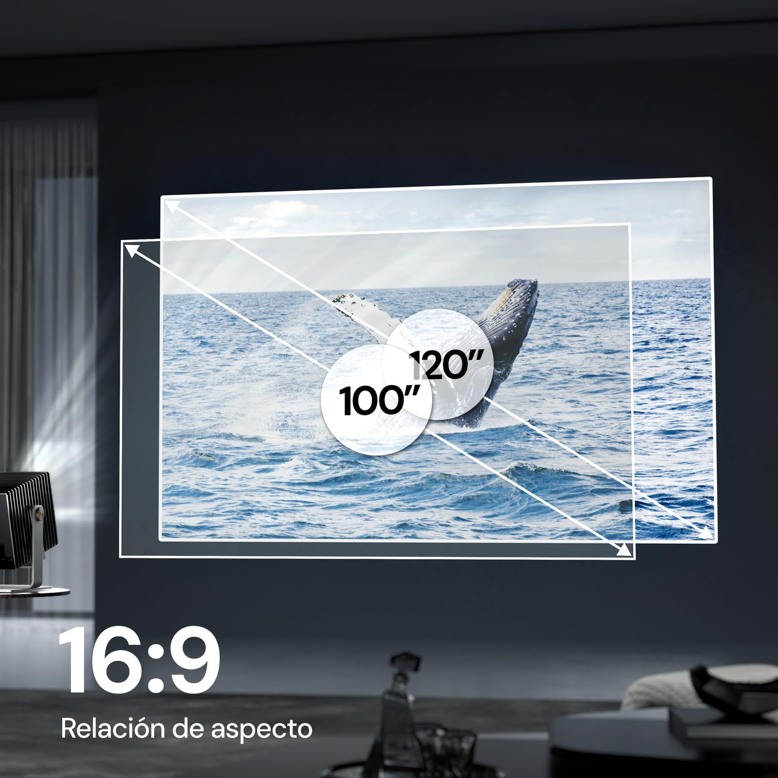 Valerion Pantalla de proyector de Marco Fijo de 120 Pulgadas, Ganancia de 1.3 dB, Mejora de la Calidad de Imagen del 80%, 4K/8K Ultra HD, Compatible con 3D, Funciona con proyectores de Largo Alcance