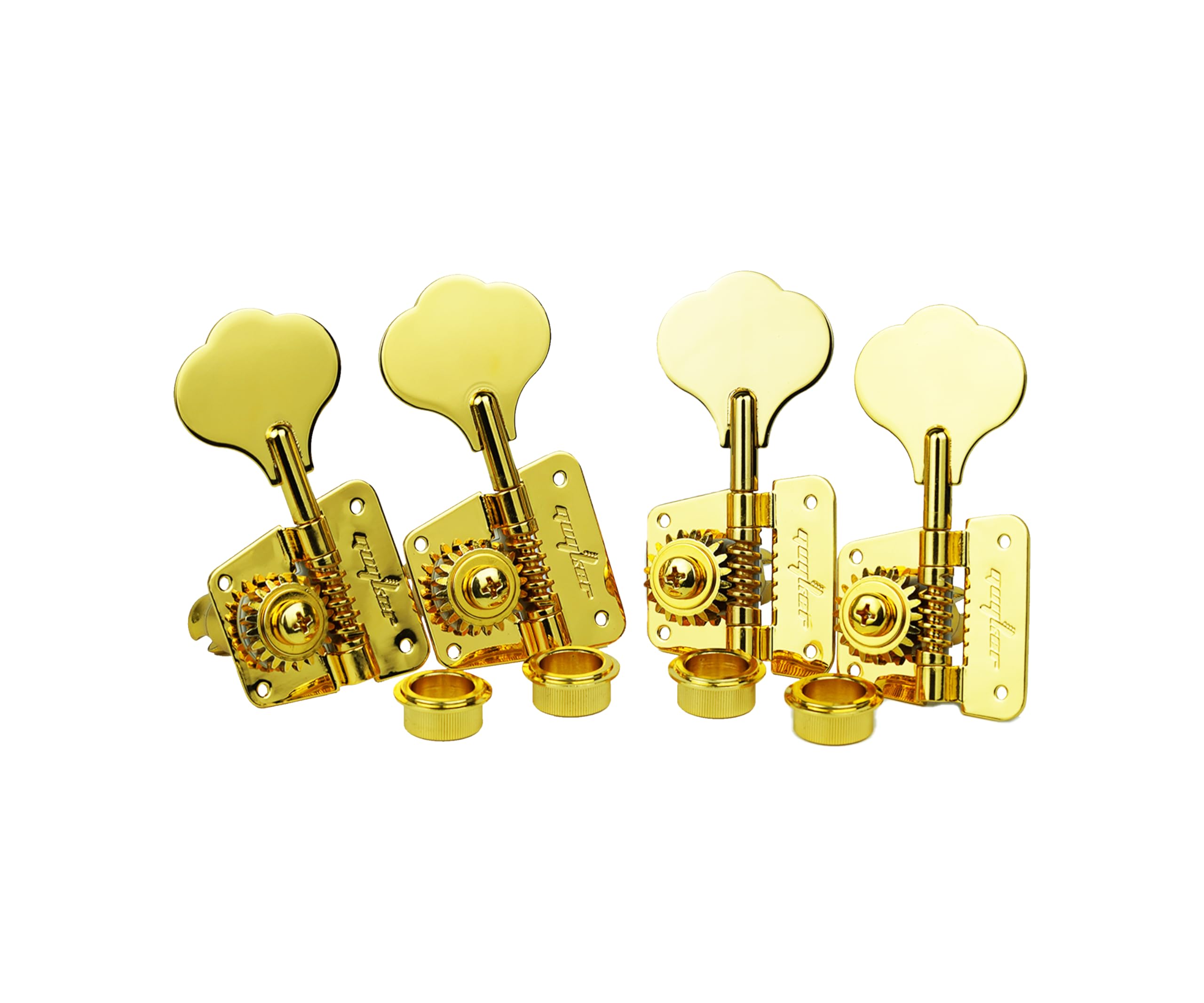 Guyker Tunery basowe (4 po lewej stronie) – współczynnik 1:20 Open Gear Tuning Key Pegs zamiennik głowicy maszyny do elektrycznej gitary jazzowej gitary basowej lub instrumentów precyzyjnych - GK530