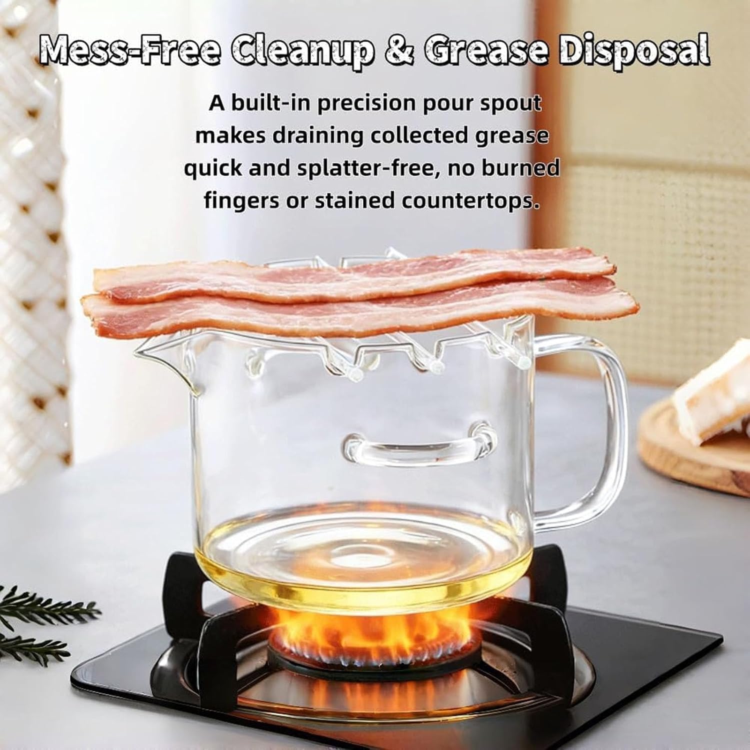 Glass Microwave Bacon Cooker, Non-Stick Oil Bacon Cooker,Crispy Bacon Maker For Stove, Grease Easy Clean, Home Cooking, Picnics, And Barbecues