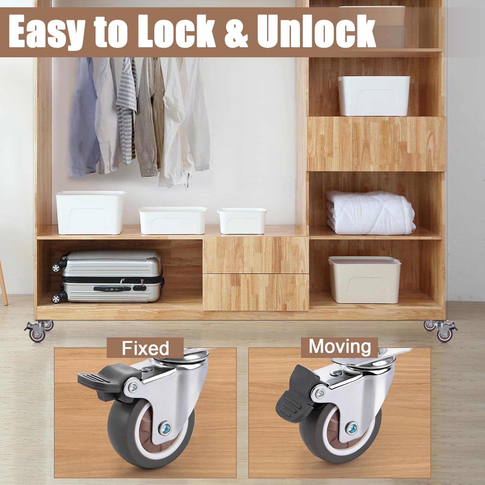 APACALI Lenkrollen, 8 Stück, 50 mm L-förmige Seitenmontage, robuste Möbelrollen, 360-Grad-Gummirollen für Trolleys und Werkbänke, 270 kg Tragkraft