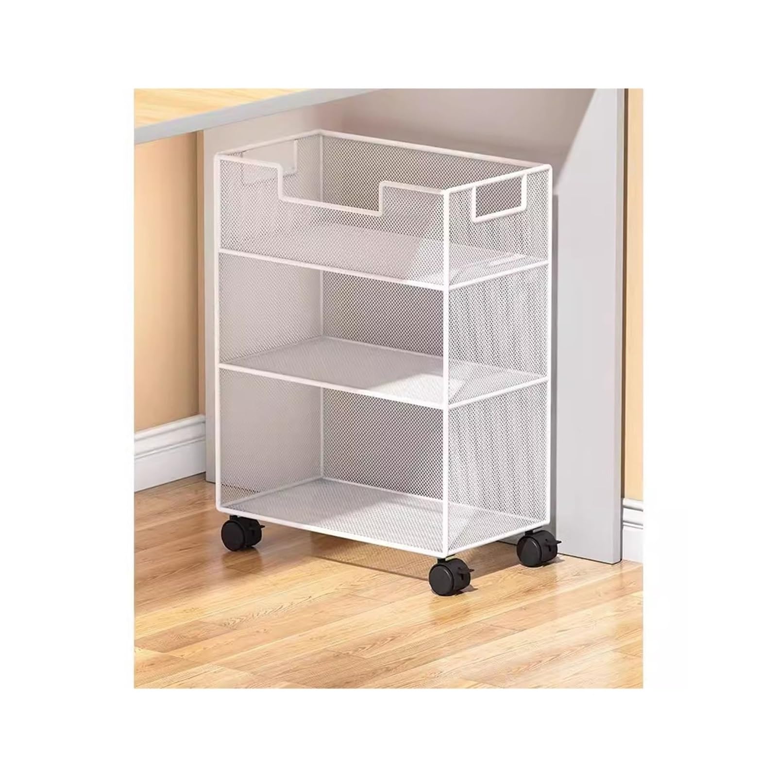 Library Storage Cart Bookshelf Storage Rack Movable with Wheels Book Storage Cabinet Under The Table Small Bookshelf Next to The Desk Table Bottom Storage Rack Small Cart Rolling File Cart