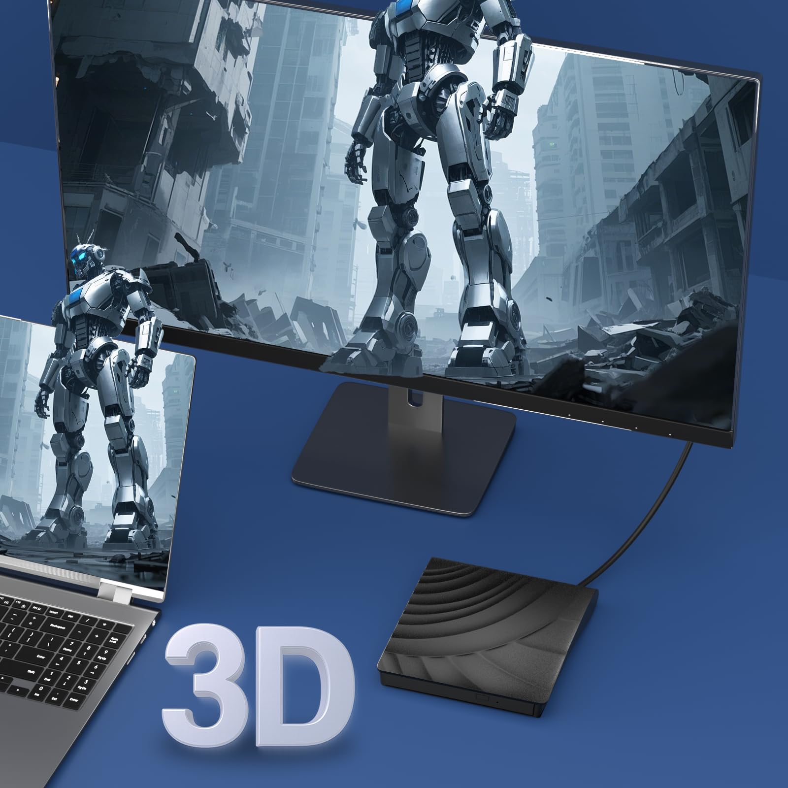 Unidad Blu Ray externa, unidades Bluray portátiles 3D, USB 3.0 Tipo-C Blueray/DVD externa unidad para computadora de escritorio, grabadora de CD DVD y lector BD para MacBook Laptop compatible con Mac 6