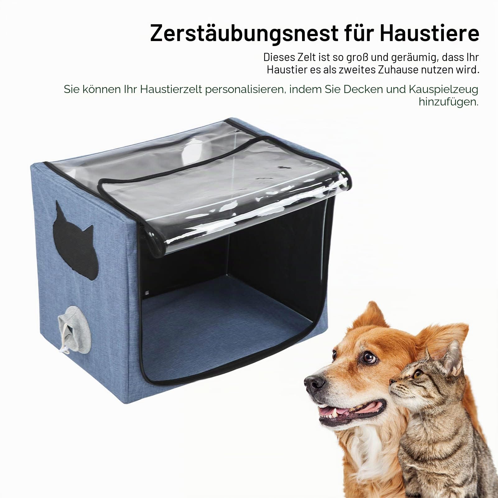 Zerstäuber für Haustiere, faltbares Zelt für Sauerstoff für Hunde und Katzen, verschleißfest, Zerstäubermaschine für Hunde, Sauerstofftherapie-Käfig für Haustiere