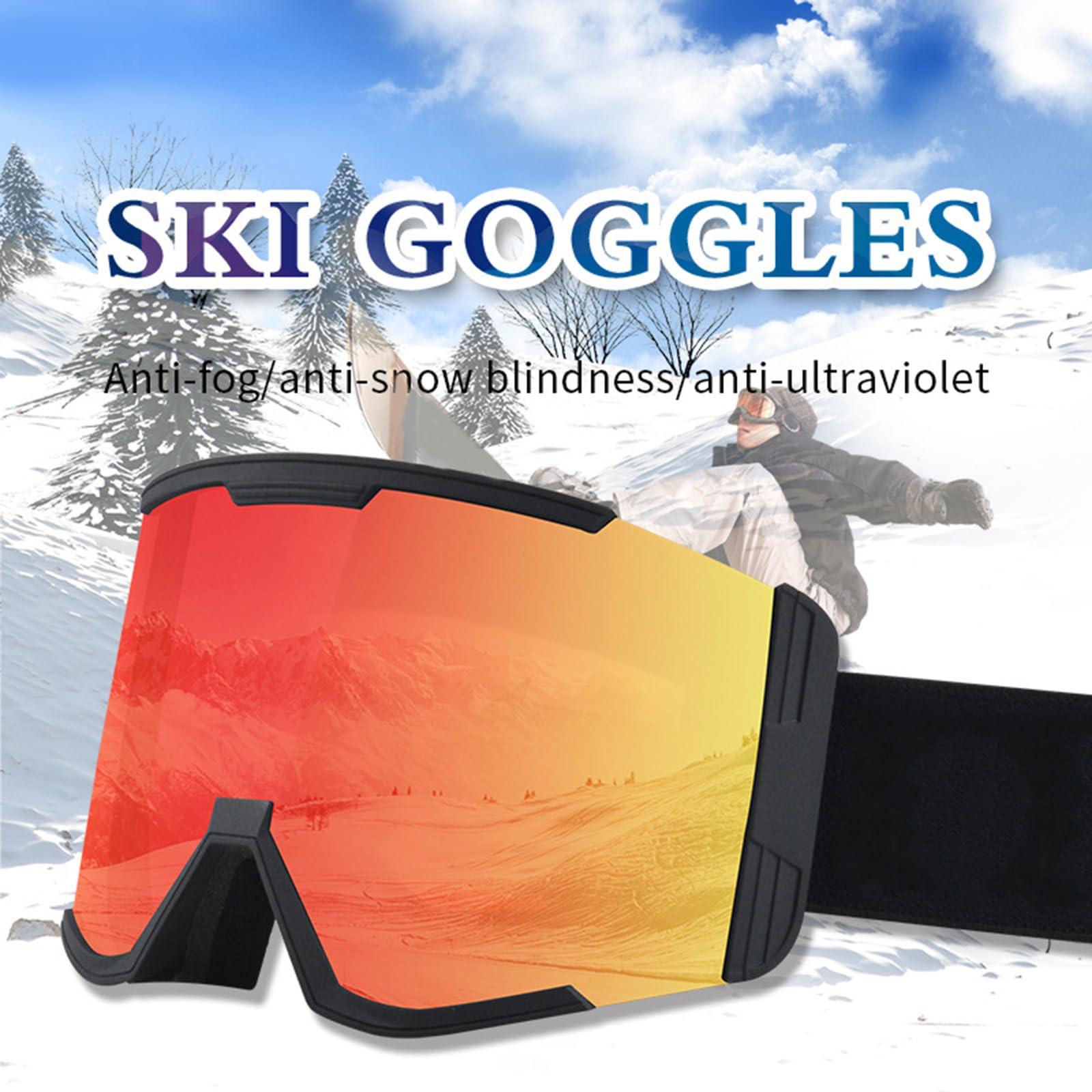 Protezioni UV Anti Nebbia Lente Occhiali Da Neve Grande Visione Pattinaggio Occhiali Da Sci per Uomini Donne Neve Snowboard Sport All'aperto
