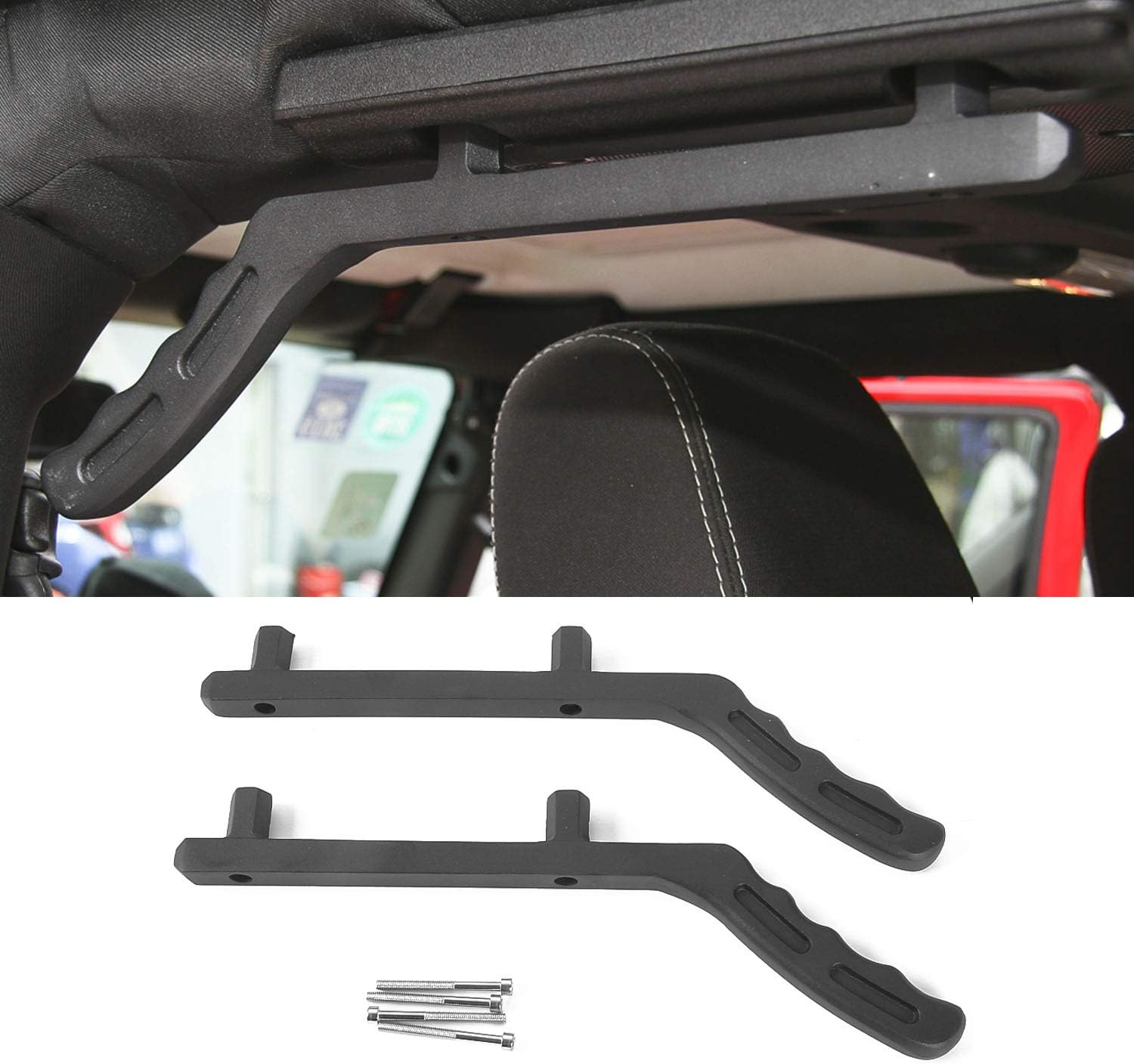 Black Rear Grab Handles for 2007-2018 Jeep JK Wrangler & Unlimited (Aluminum Alloy)