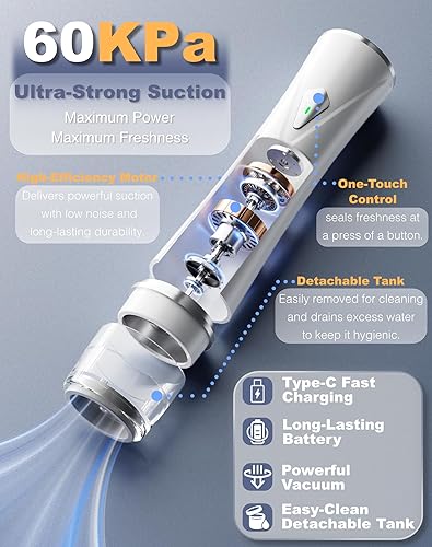 Miniatura 2 de Sellador al vacío compacto para alimentos, máquina selladora al vacío de mano con 30 bolsas reutilizables para conservación y blanco fresco