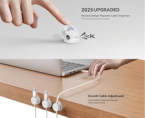 Miniatura 9 de Paquete de 12 soportes organizadores de cables, con un diámetro de 0.315 in, se adapta a la mayoría de cables, con un eje giratorio de 360, clips de