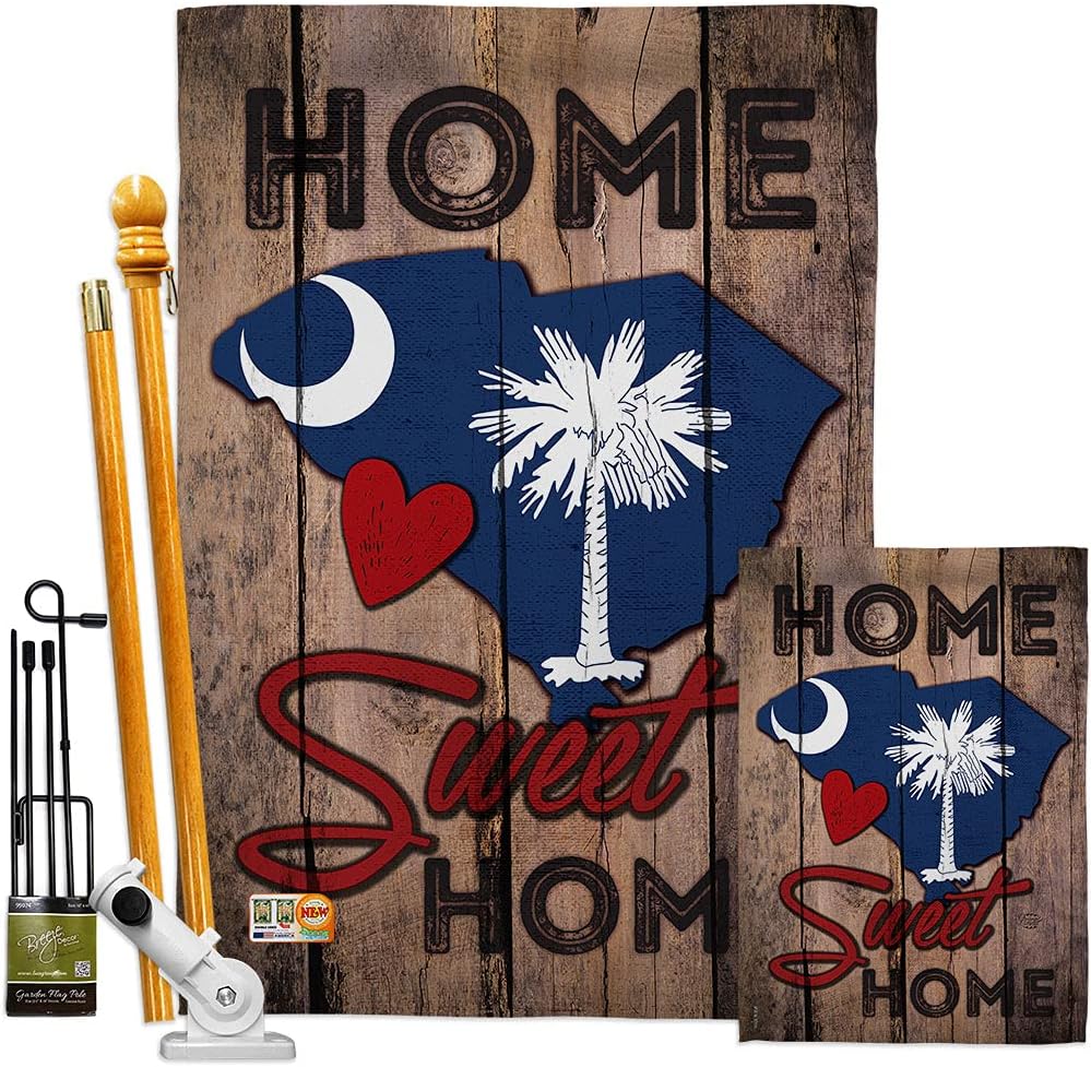 State South Carolina Home Sweet House Flag Americana States USA American Territories Republic Country Particular Area Small Decorative Gift Yard Banner Double-Sided Made In 28 X 40