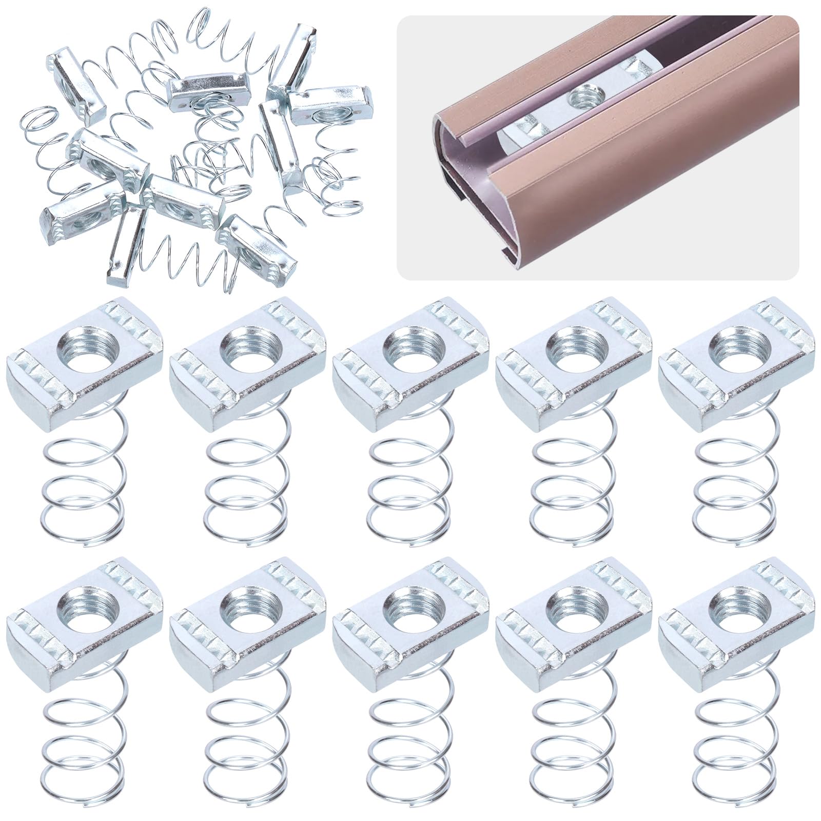 Tuercas de canal de zinc, tuercas de canal de resorte chapadas en zinc (1/2"-13)
