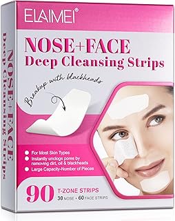 Blackhead Remover Pore Strips,30 Nose + 60 Face Strips Black Head Remover for Chin or Forehead, Deep Cleansing Charcoal Strips, Strips for Blackheads Removal, Pore Minimizer