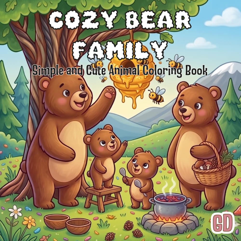Cozy Bear Family Coloring Book: Cute Bear Family Adventures, Forest Life & Easy Fun Coloring Pages for Boys and Girls