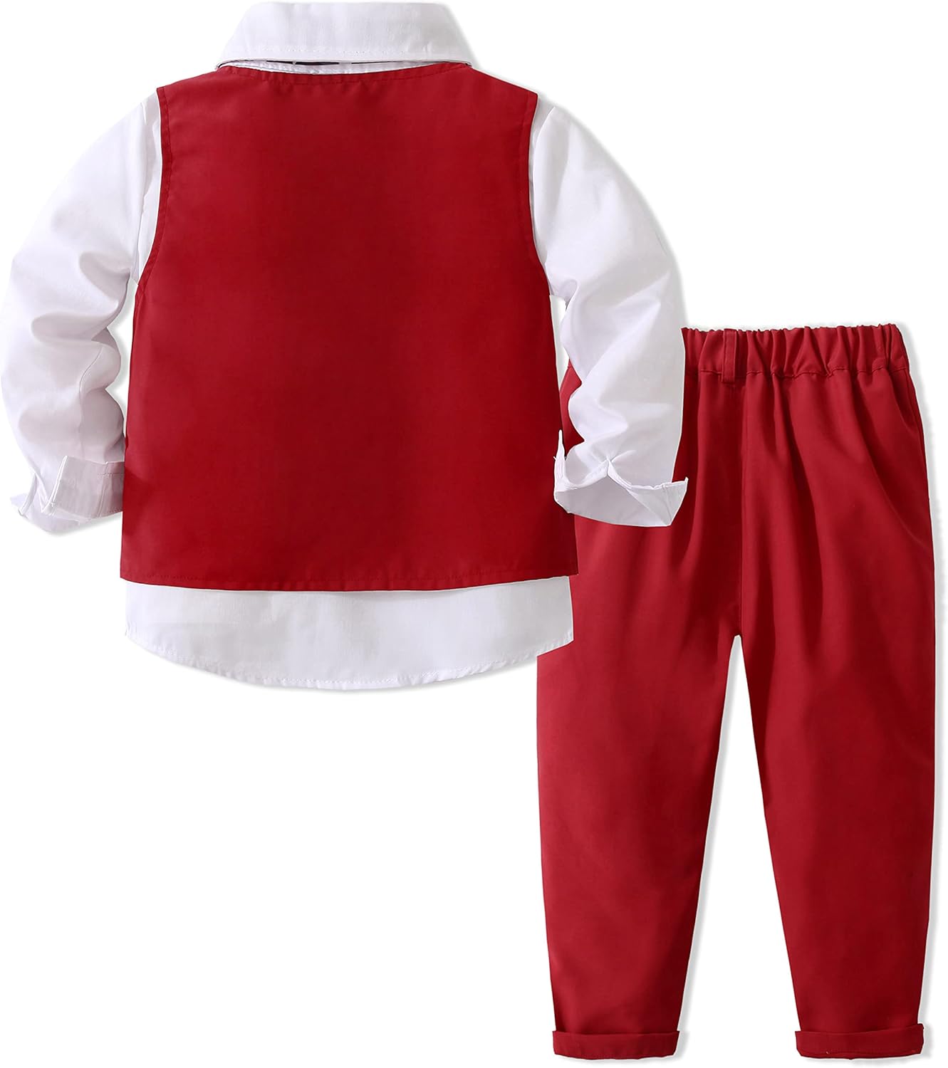 Kimocat Boys' 4-Piece Formal Suit Set Dress Shirt Vest Pants and Tie Wedding Birthday Party Suit - Image 2