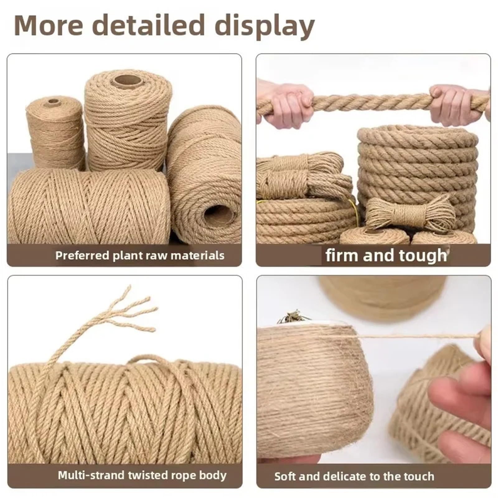 50 m Jute-Seil, Kordel, Schnur, Band, Basteln, DIY, Hochzeit, Jute-Schnur, Faden, handgefertigt, Nähen, Party, Weihnachten, Heimdekoration Für Camping Garten