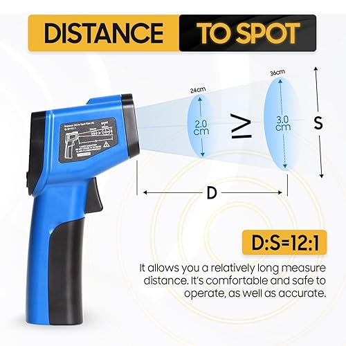 Miniatura 5 de Seentech DT8380BH Termómetro infrarrojo industrial - Probador de temperatura sin contacto para cocina y uso industrial, rango de -58.0 F a 716.0 F,
