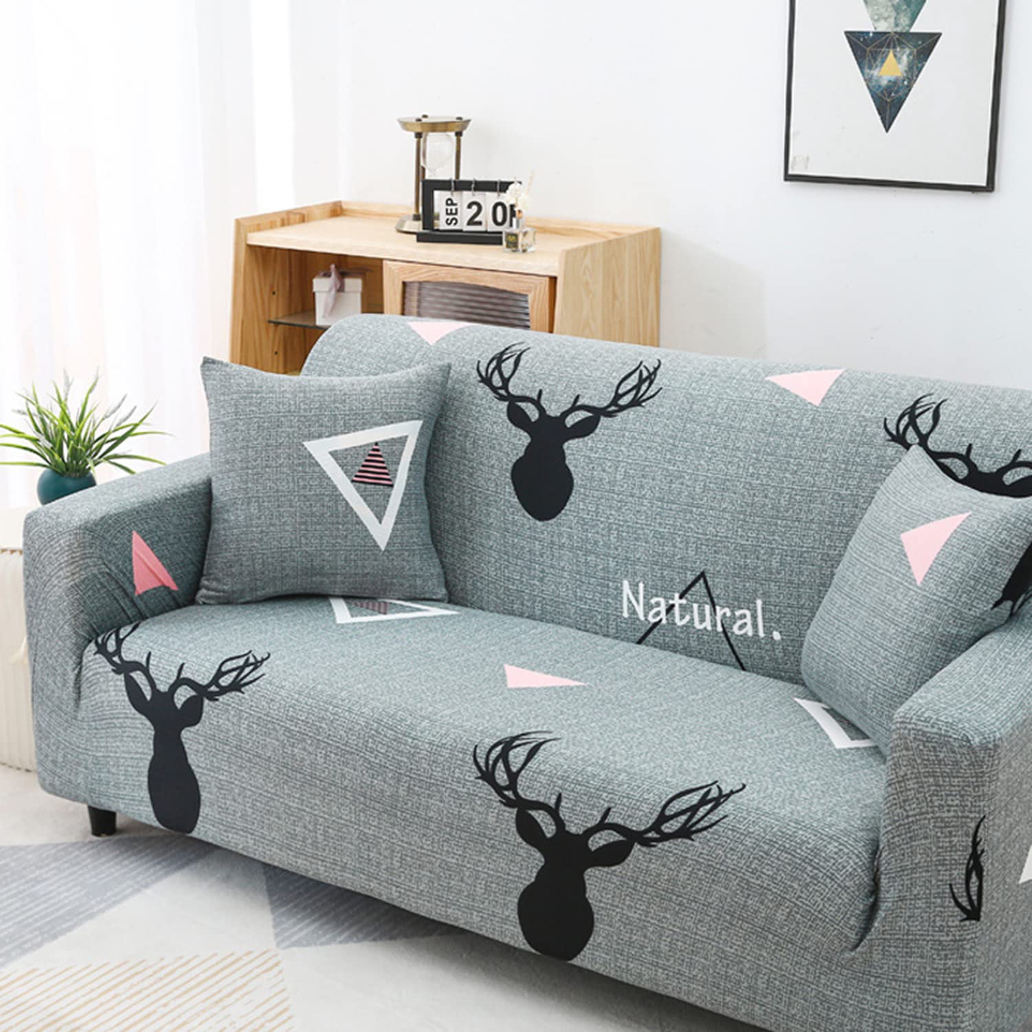 Housse extensible pour canapé 3 places imprimée pour salon familial