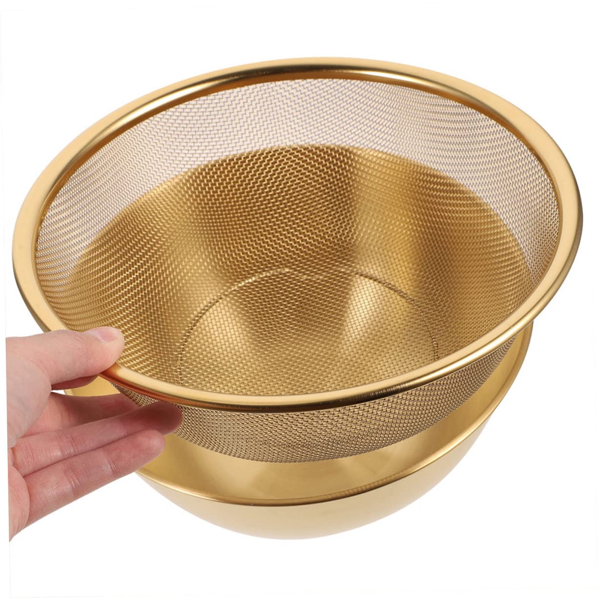 Juego de colr de acero inoxidable de 24 cm, colador de malla fina y cuenco multifuncional, base antideslizante para lavar frutas de arroz y veterinarios, sils de cocina para uso doméstico
